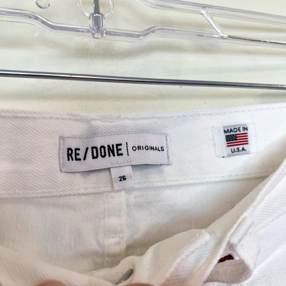 REDONE White Straight Leg High Waist Classic Preppy Designer Denim Jeans 26 - Picture 5 of 10